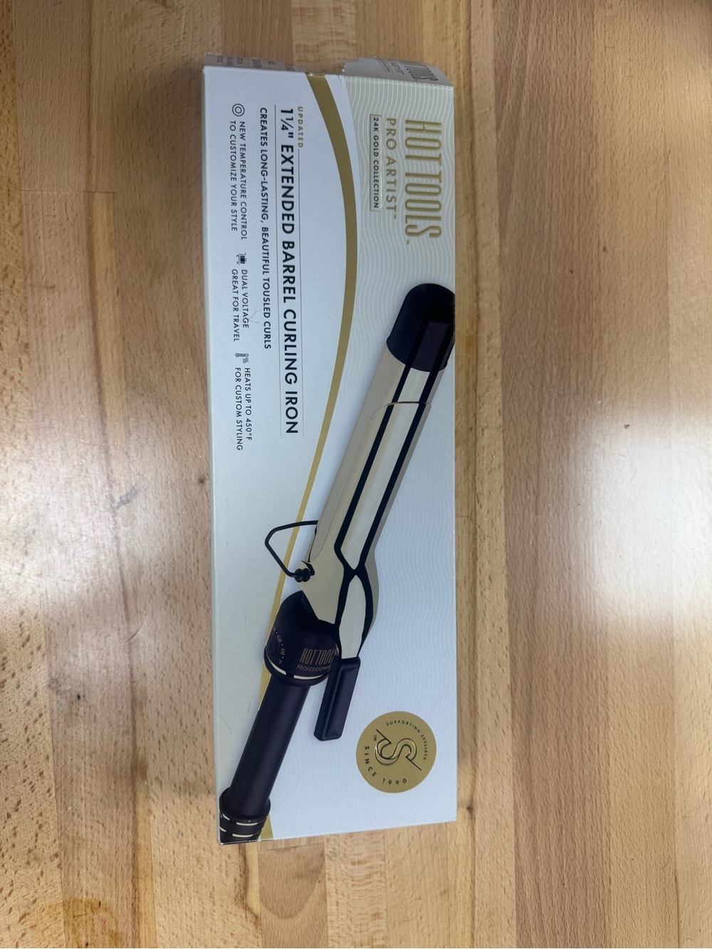Hot Tools Professional Gold and Black Extended Barrel Curling Iron